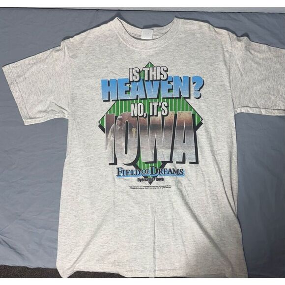 Vintage 90s Field of Dreams Shirt From Gift Shop Size Medium Gray/White - Picture 7 of 7